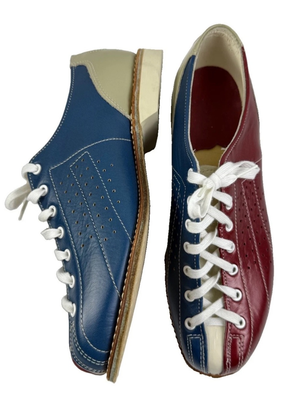 Hyde Kingpin Split Red Blue Bowling Shoes 1970s Woman’s 9.5 NEW Old Stock Mint!
